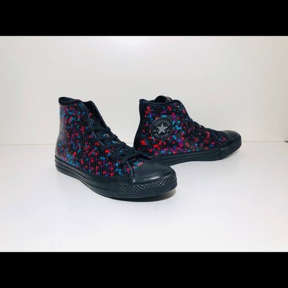 Converse Ctas Hi Sequin BlackBlueCherry - Picture 3 of 8